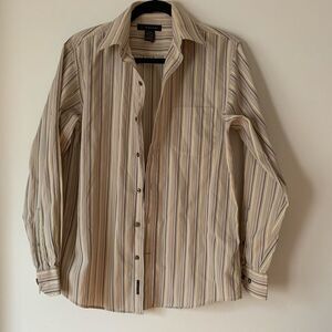 J. Ferrar beige striped long-sleeved shirt, great condition, beautiful, Small